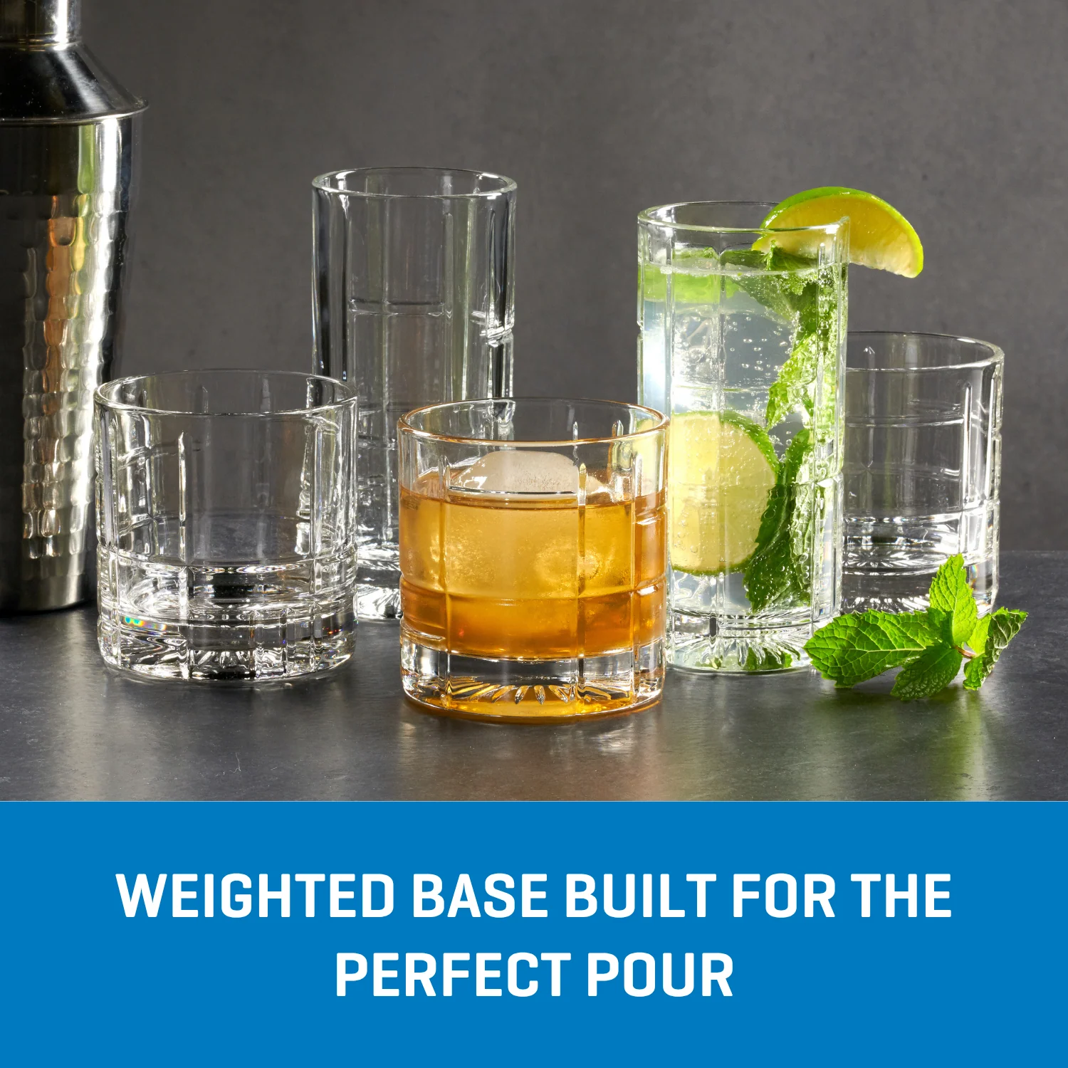 Ocean Glass Traze FTR Highball Glasses (4-Pieces), 12-ounce, Dishwasher Safe