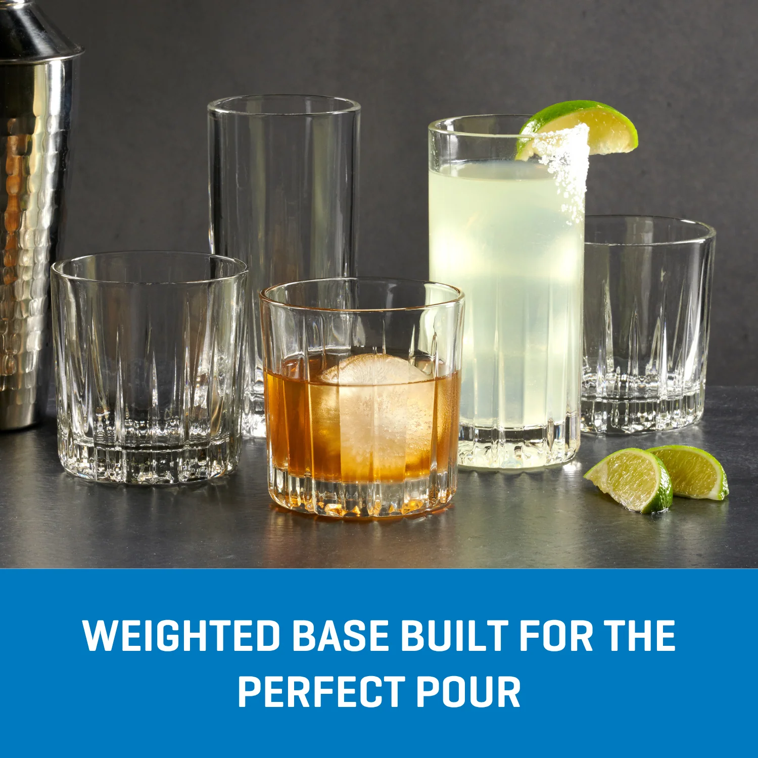 Ocean Glass Traze PRE Highball Glasses (4-Pieces), 12-ounce, Dishwasher Safe