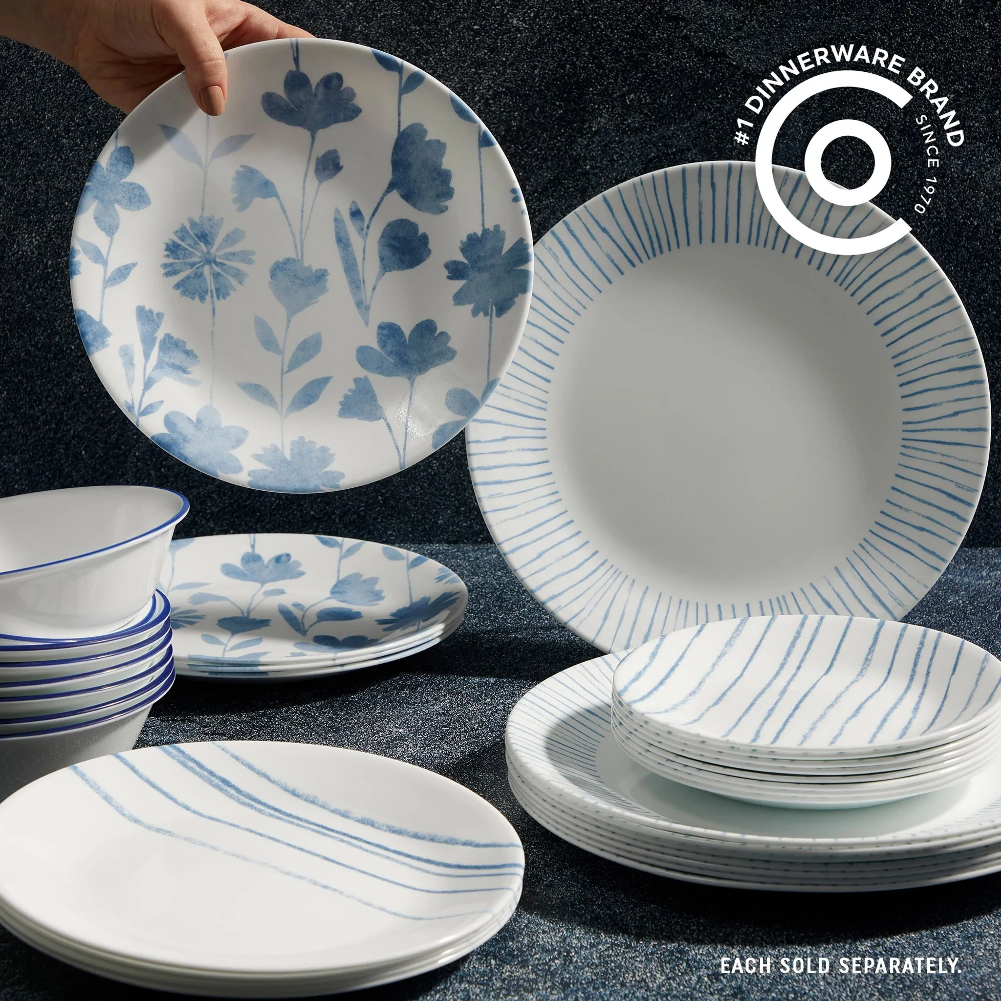 Corelle® Botanical Stripes 8.5" 花卉沙拉盘