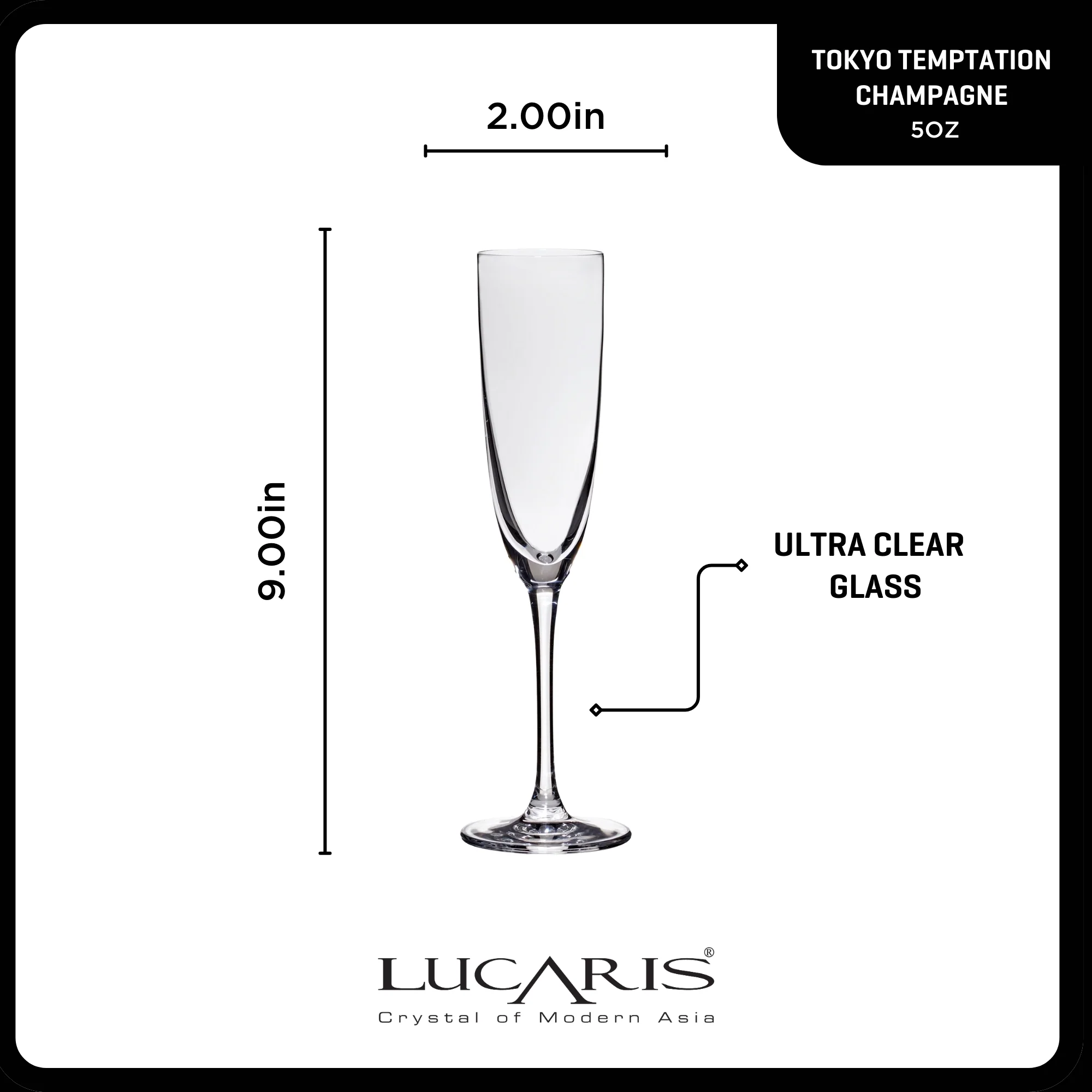 Lucaris Tokyo Temptation Champagne Glasses (4-Pieces), 5-ounce, Dishwasher Safe, Lead-free Crystalline