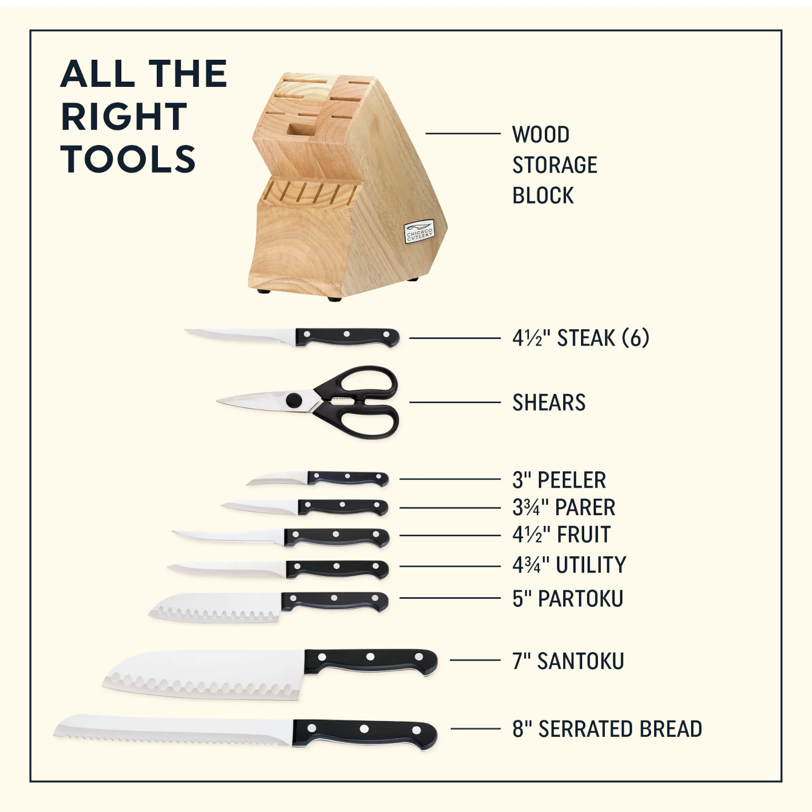 Chicago Cutlery® Essentials™ 15件套刀座套装