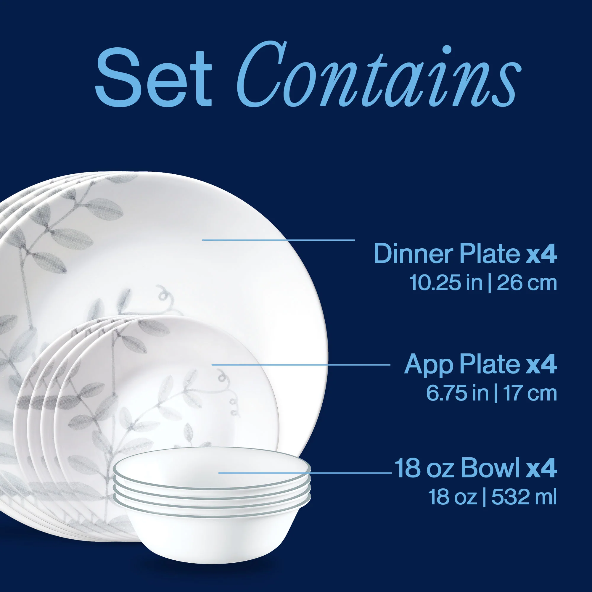 Corelle® Flowing Fern 12-piece Dinnerware Set, Service for 4
