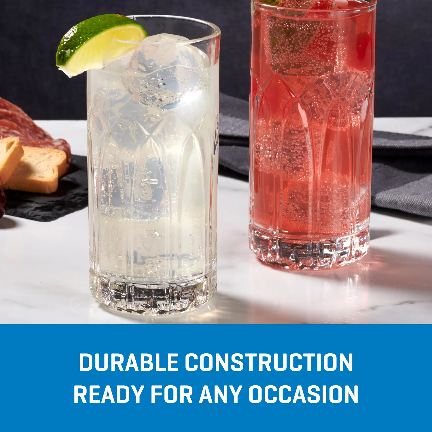 Ocean Glassware Traze PST Highball Glasses (4-Pieces), 12-ounce, Dishwasher Safe