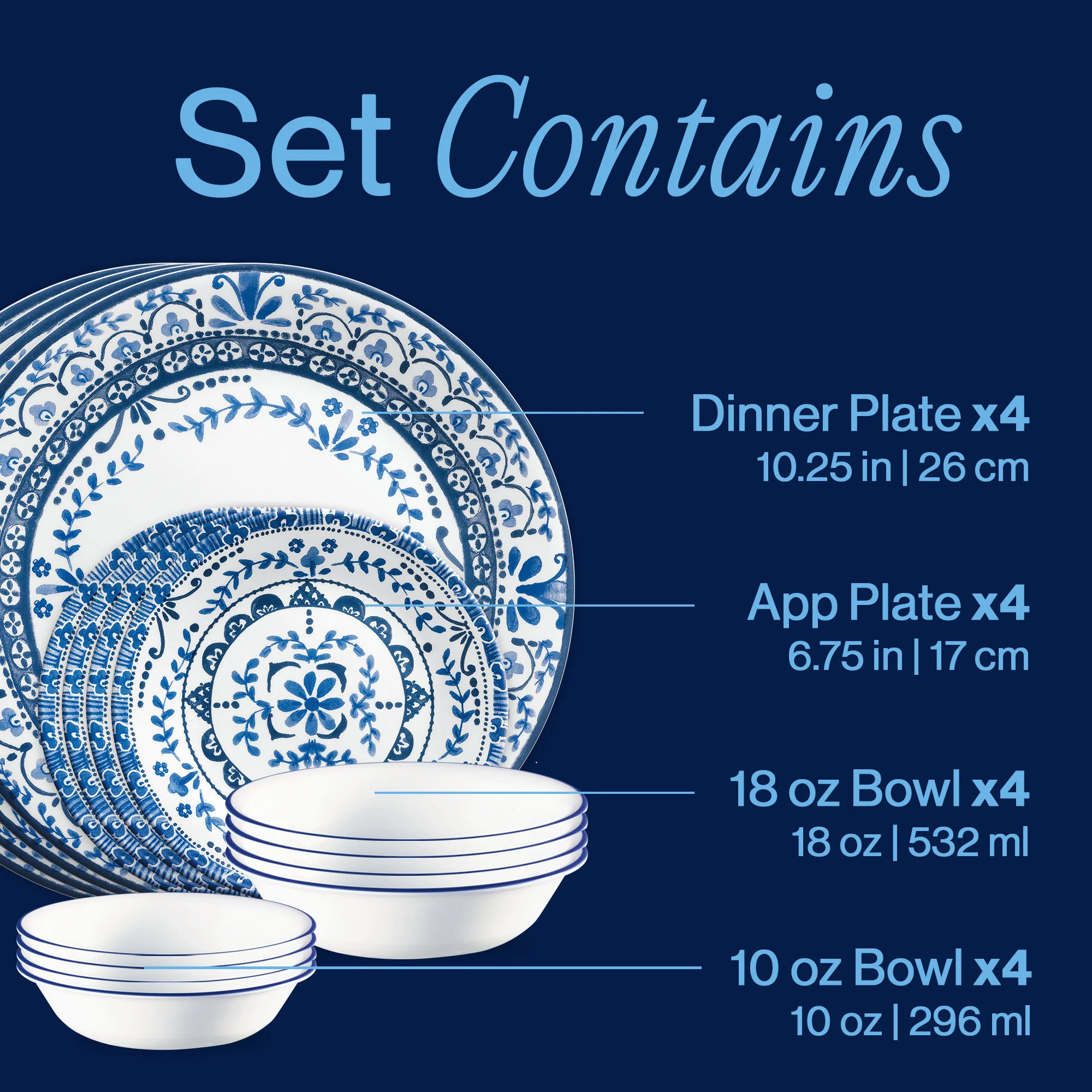 Corelle® Portofino 16-piece Dinnerware Set, Service for 4