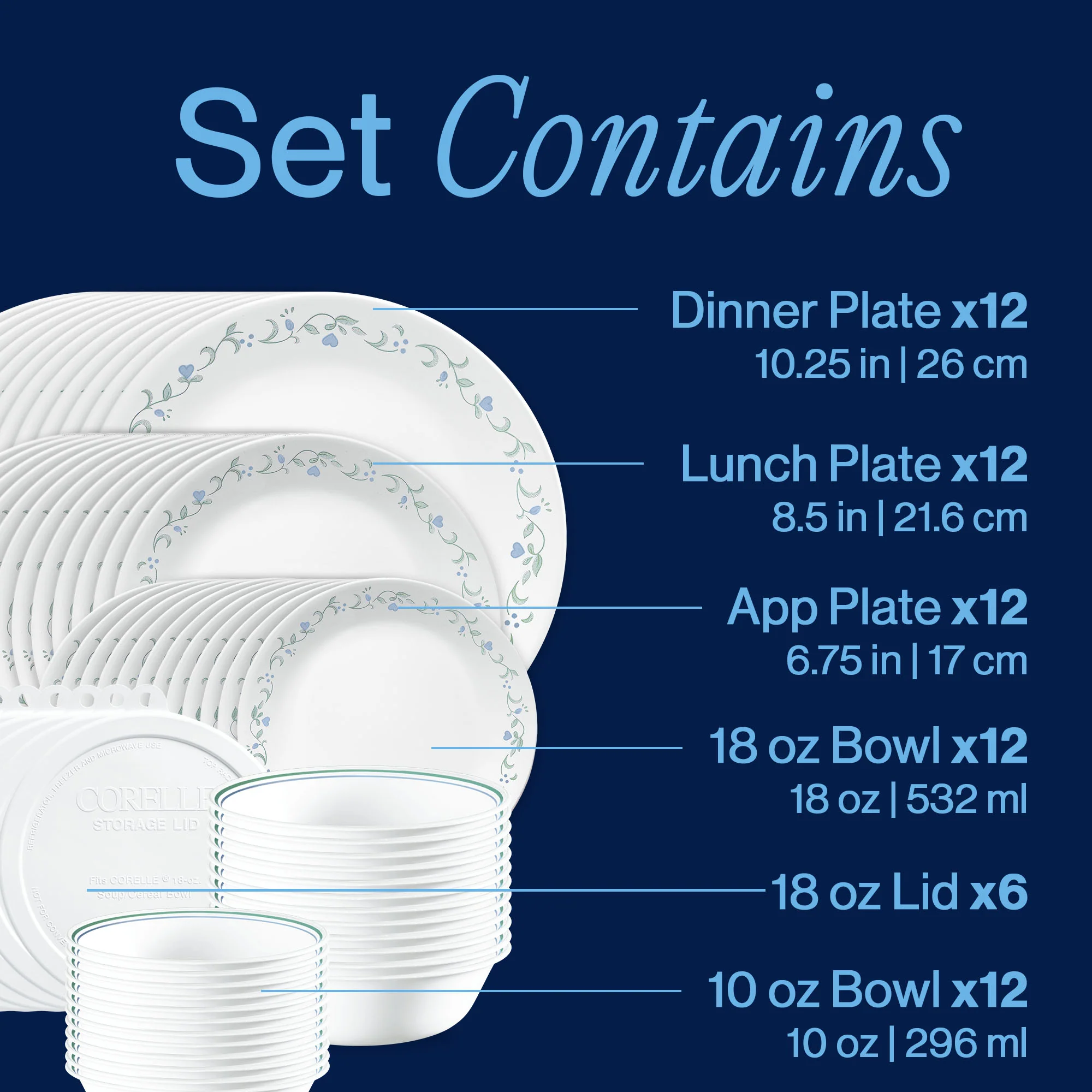 Corelle® Country Cottage 66-piece Dinnerware Set, Service for 12