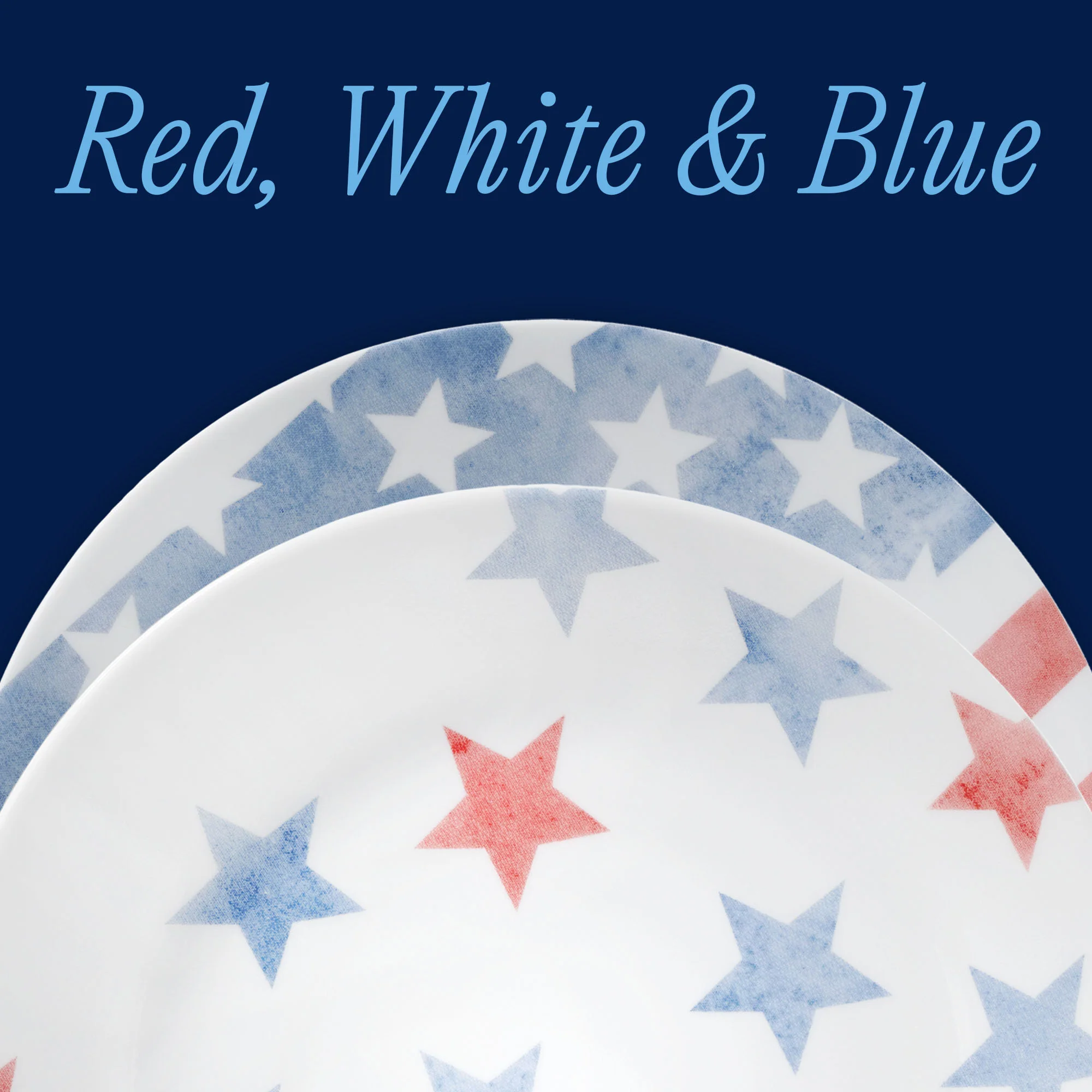 Corelle® Red, White, and Blue 8.5"午餐盘，6件装