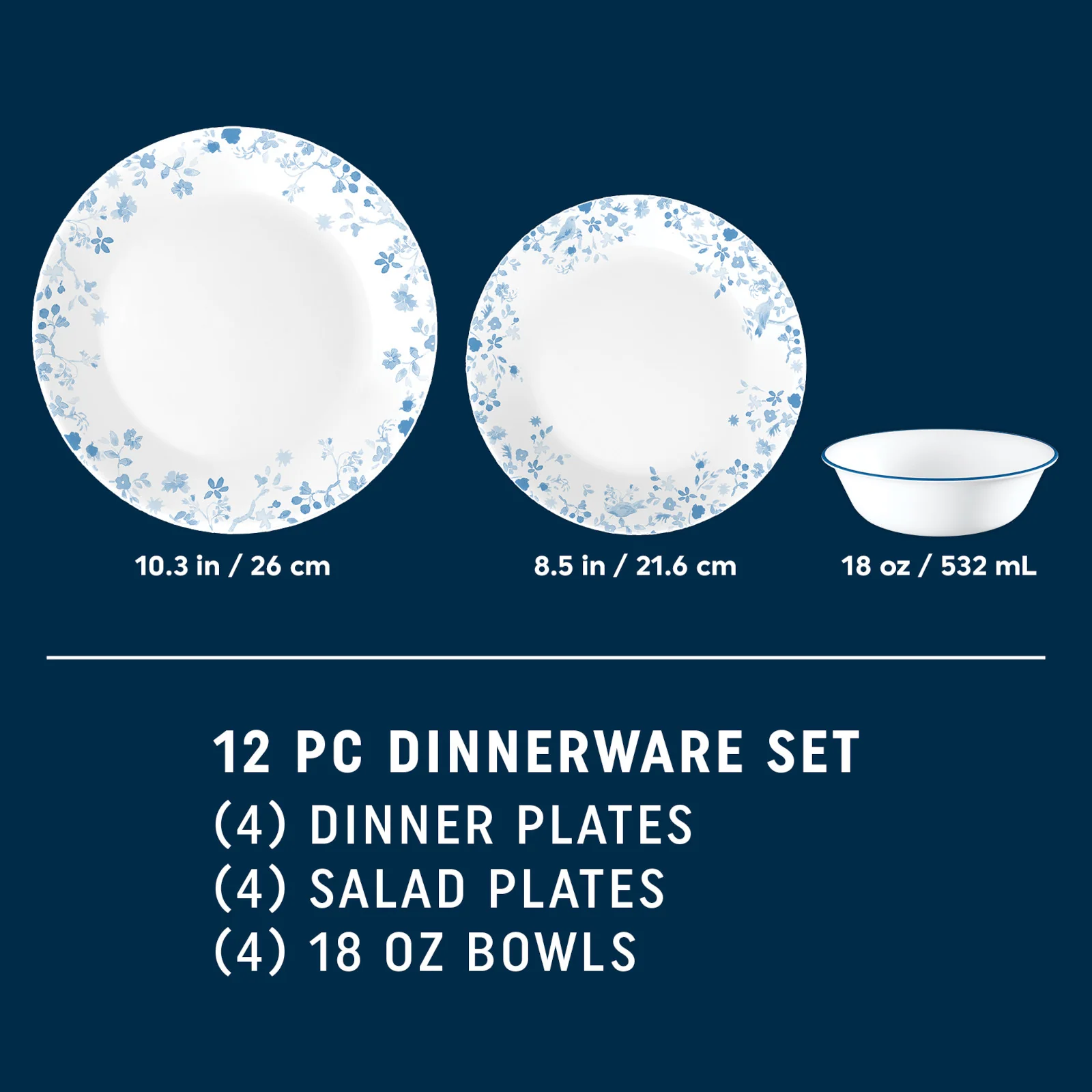 Corelle® Garden Song 12-piece Dinnerware Set, Service for 4