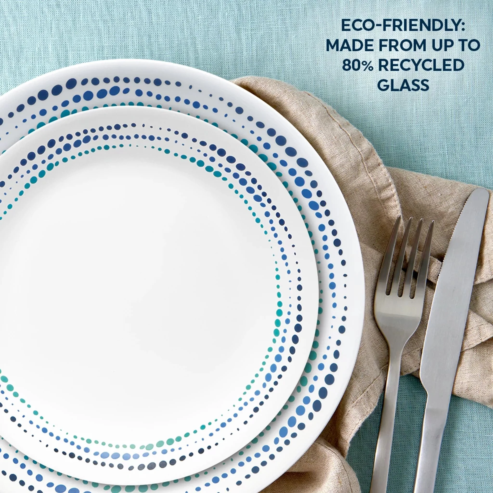 Corelle® Ocean Blues 16-piece Mugless Dinnerware Set, Service for 4