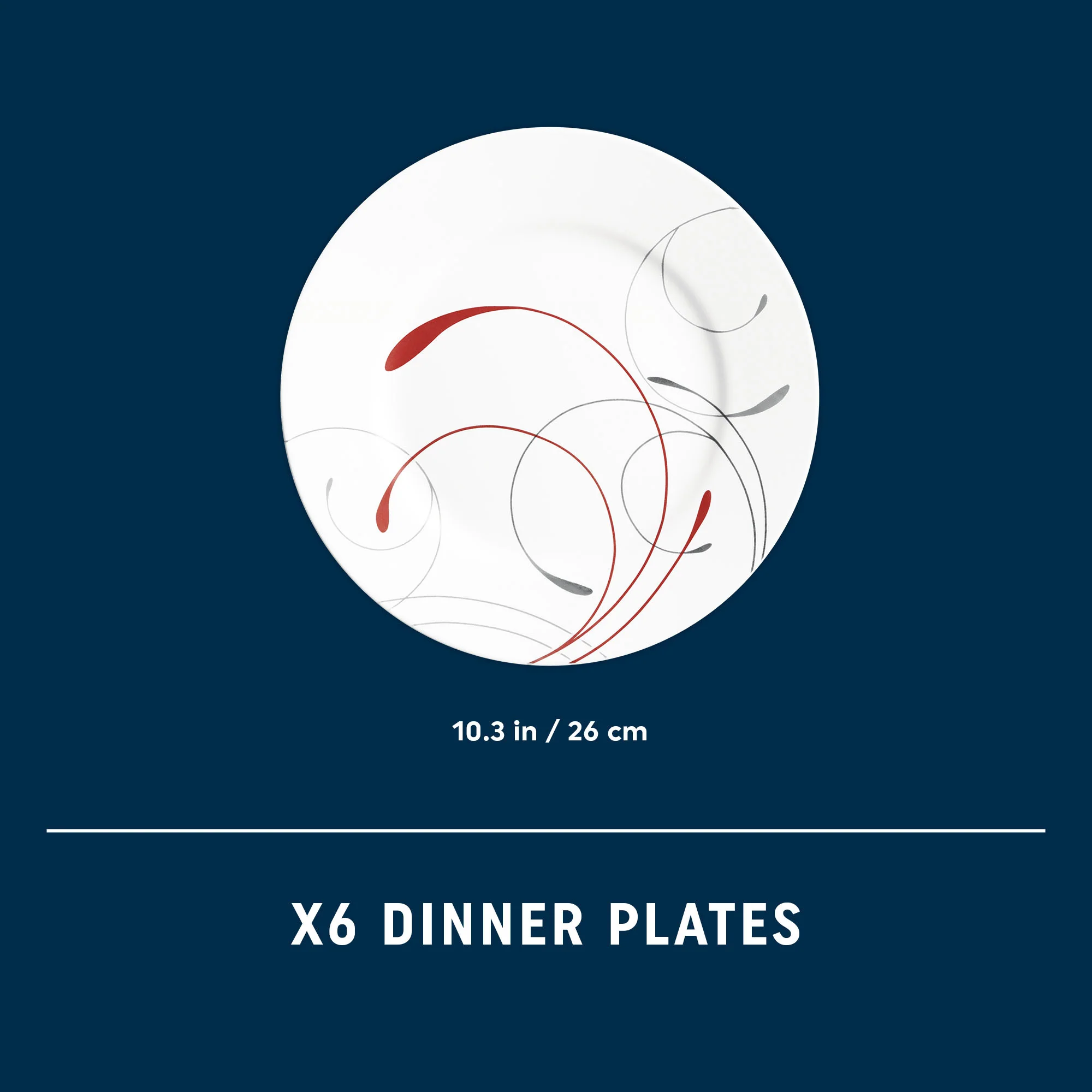Corelle® Round Splendor 10.5" 餐盘，6件装