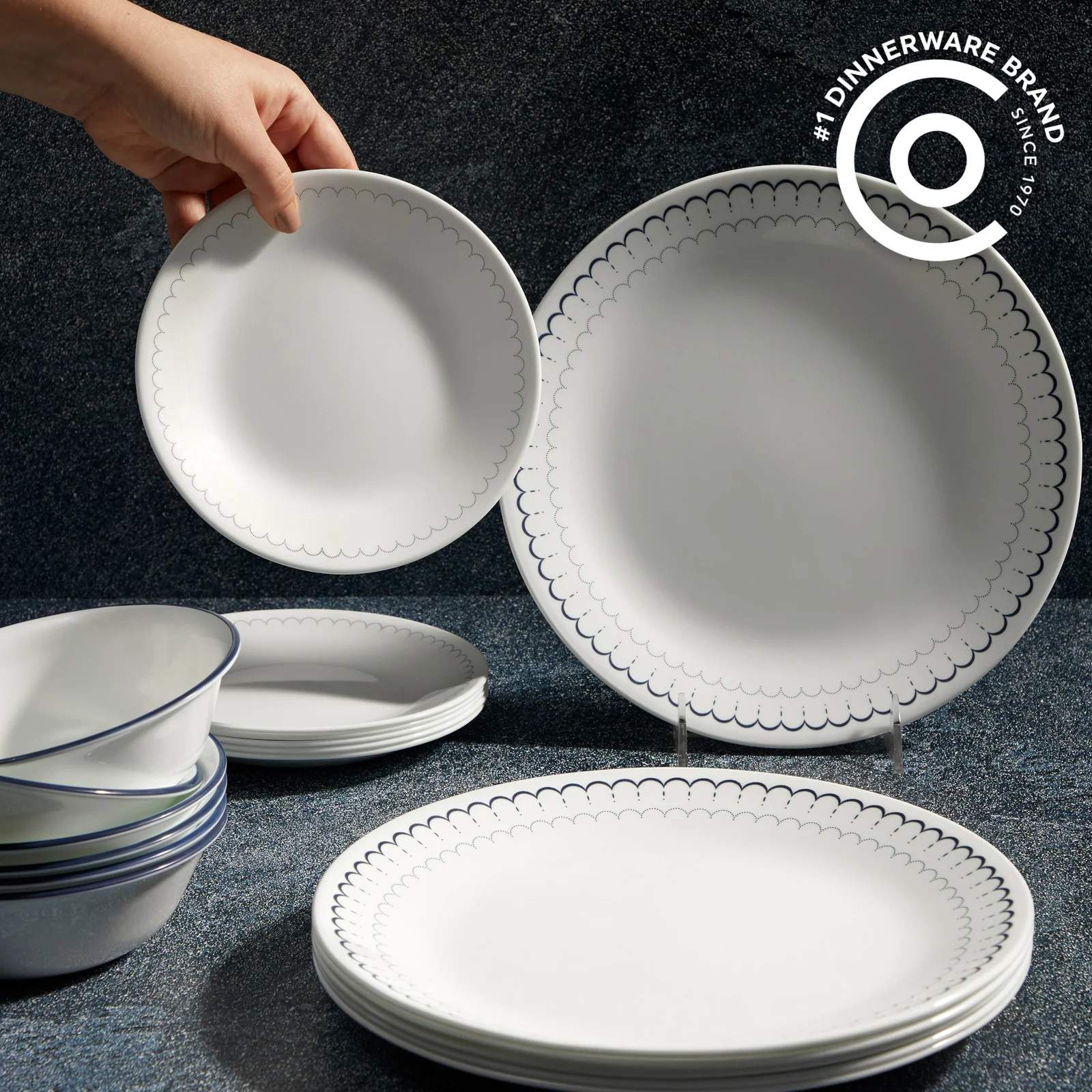 Corelle® Caspian Lace 66-piece Dinnerware Set, Service for 12