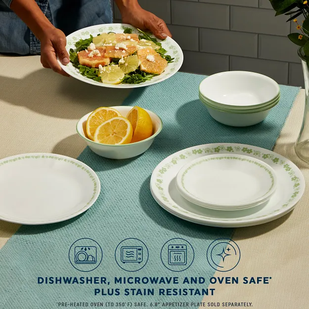 Corelle® Spring Blossom Green 12-piece Dinnerware Set, Service for 4