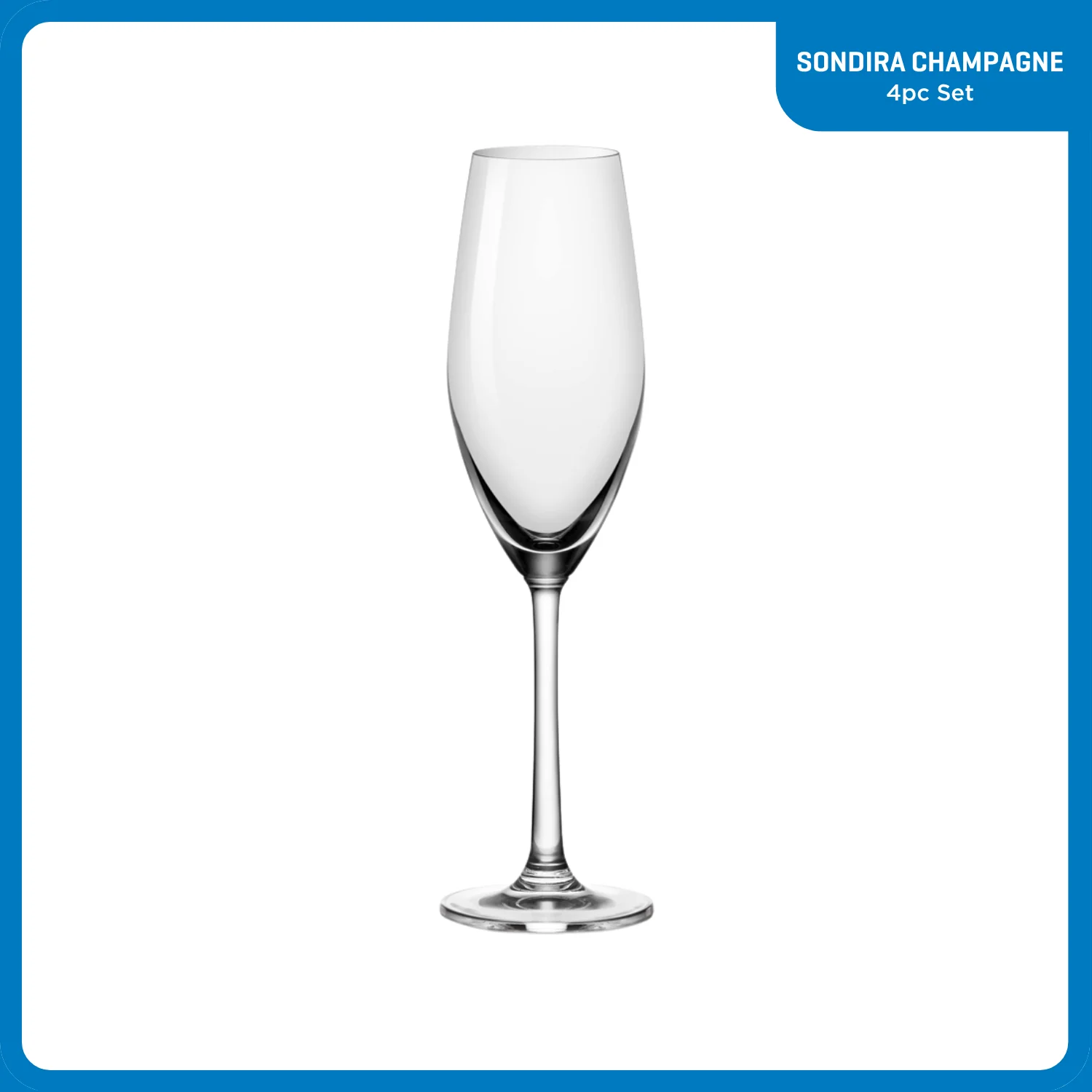 Ocean Glass Sondria Champagne Flute Glasses (4-pieces), 7.25-ounce, Dishwasher Safe