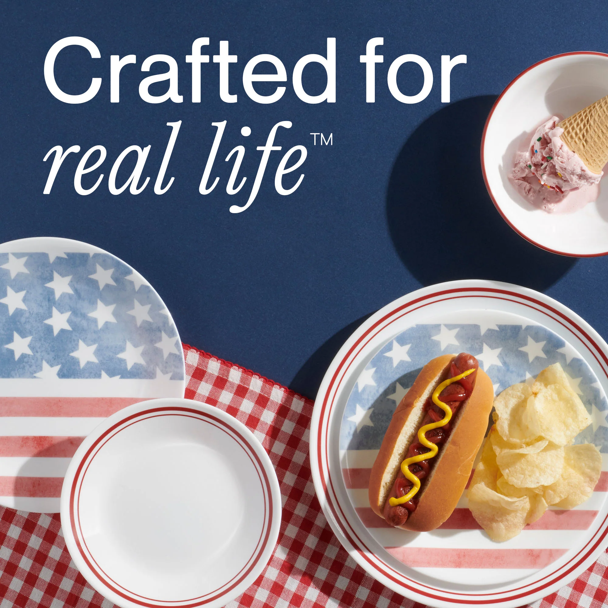 Corelle® Red, White, and Blue 8.5"午餐盘，6件装
