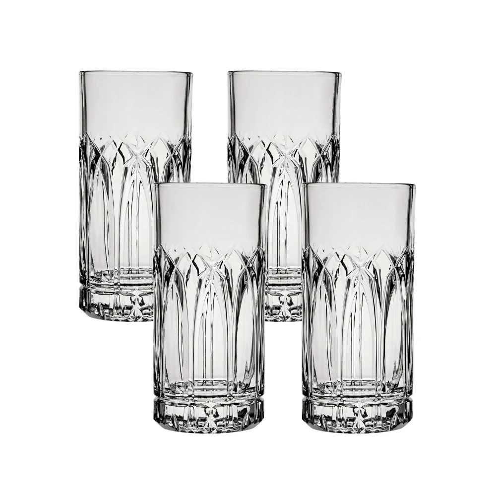 Ocean Glassware Traze PST Highball Glasses (4-Pieces), 12-ounce, Dishwasher Safe