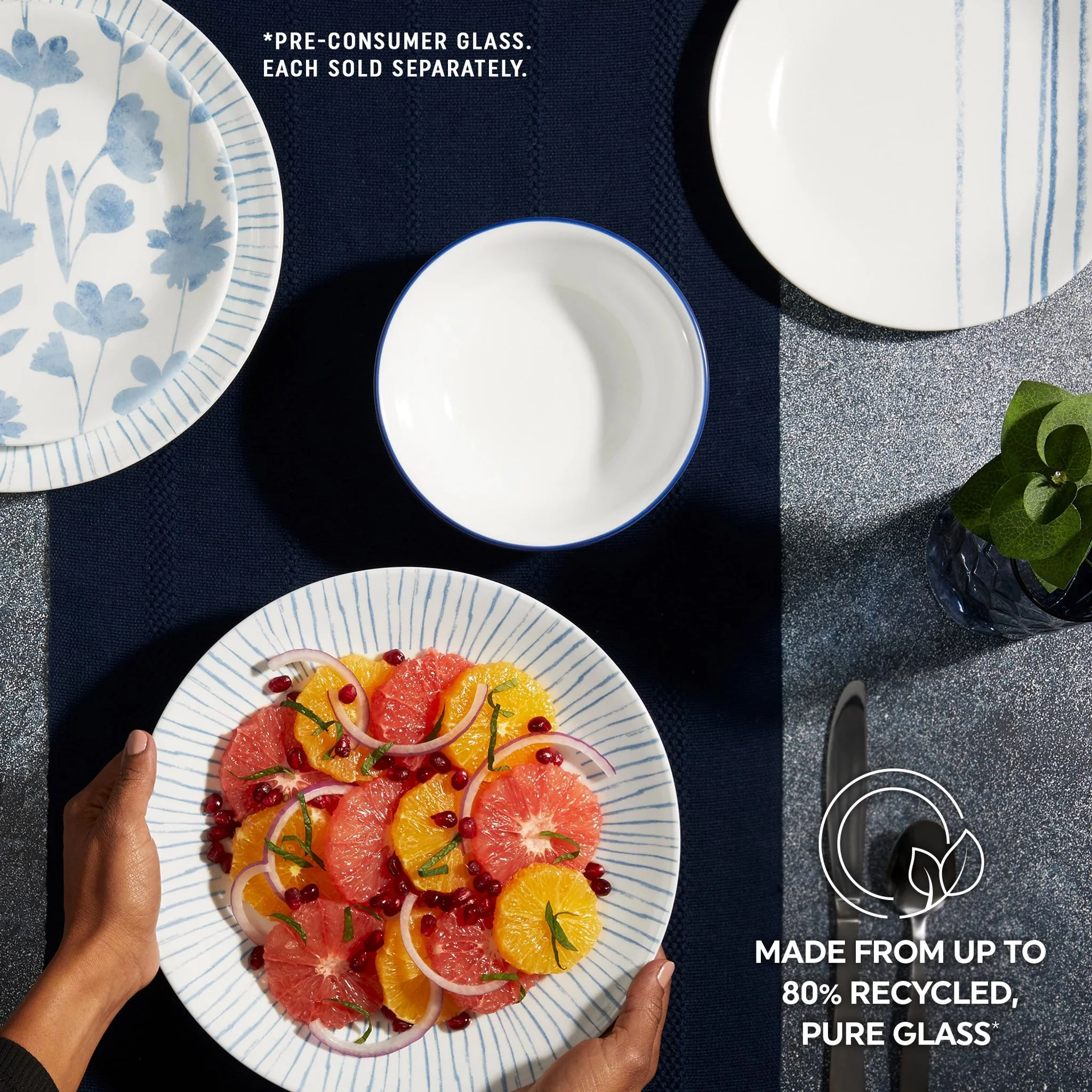 Corelle® Botanical Stripes 8.5" 花卉沙拉盘