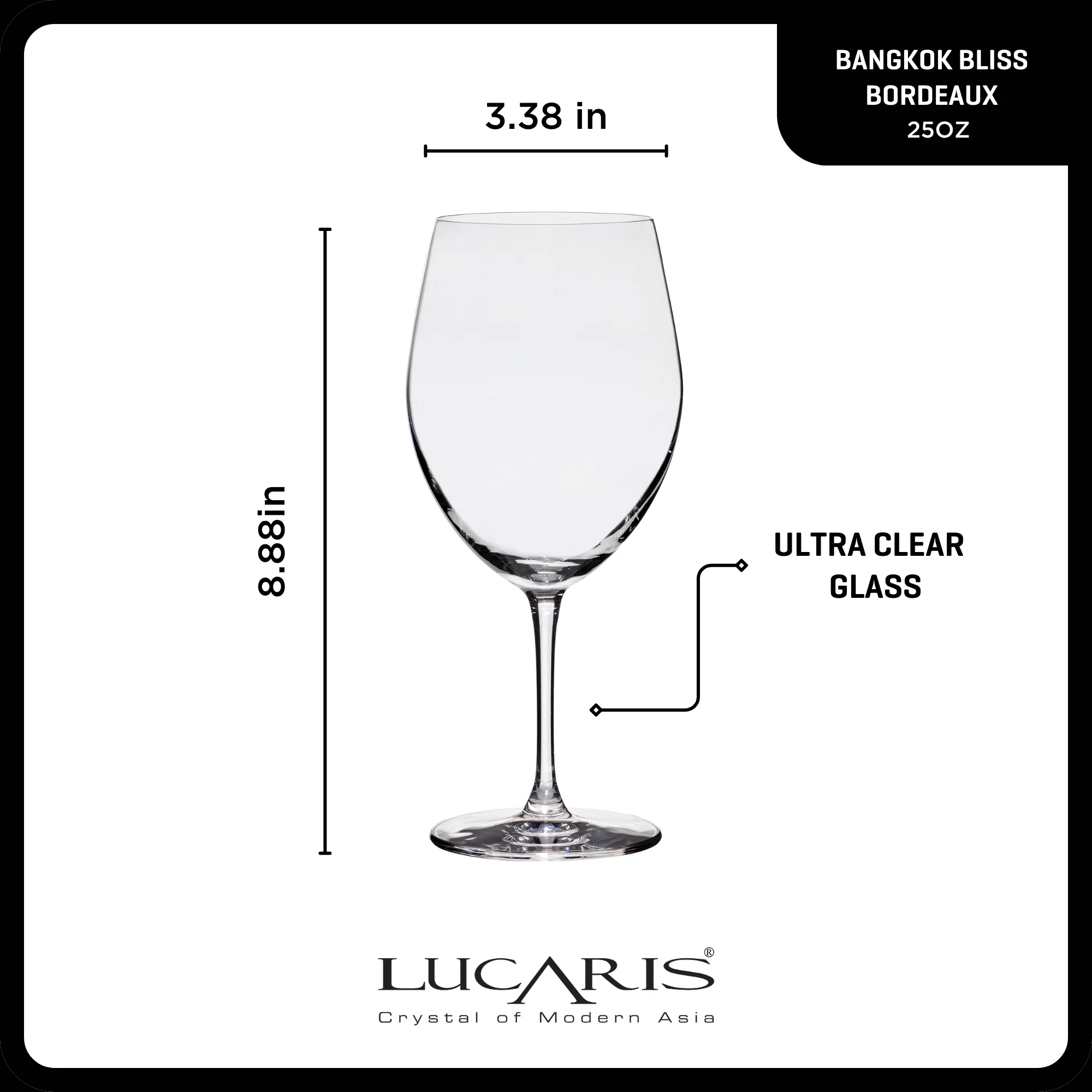Lucaris Bangkok Bliss Bordeaux Glasses (4-Pieces), 25-ounce, Dishwasher Safe, Lead-free Crystalline