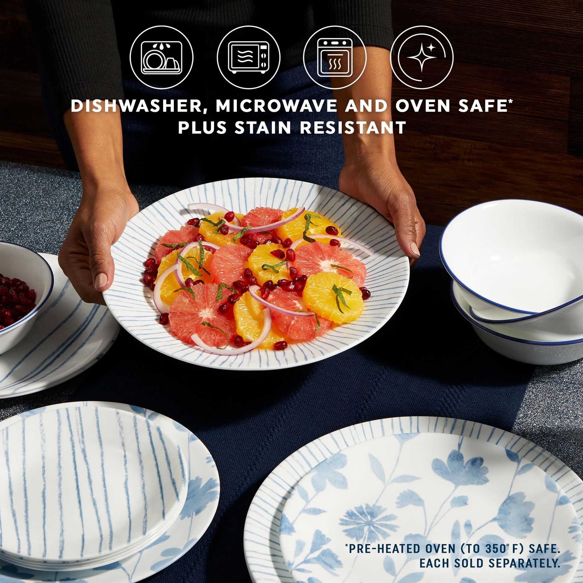Corelle® Botanical Stripes 8.5" 花卉沙拉盘
