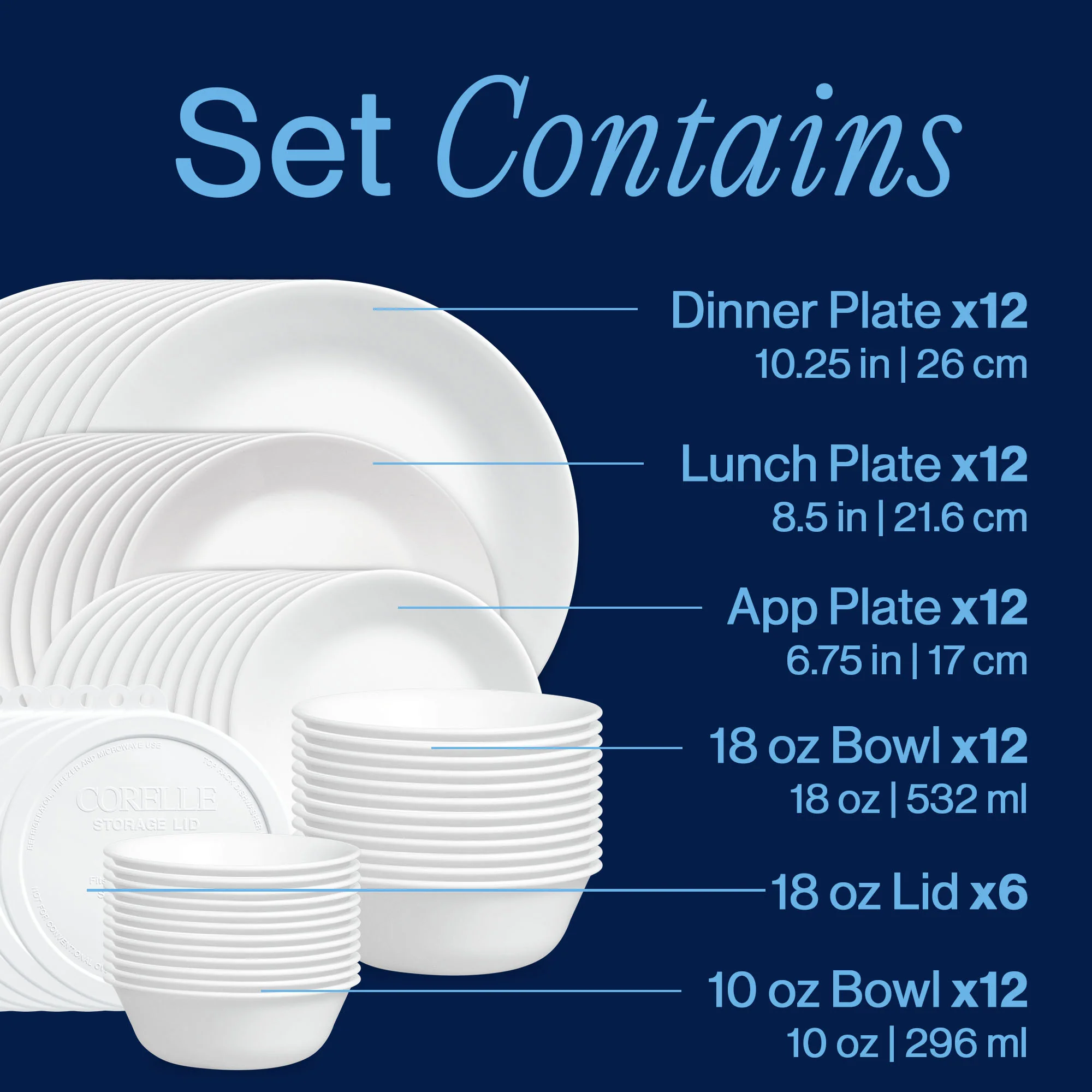 Corelle® Winter Frost White 66-piece Dinnerware Set, Service for 12
