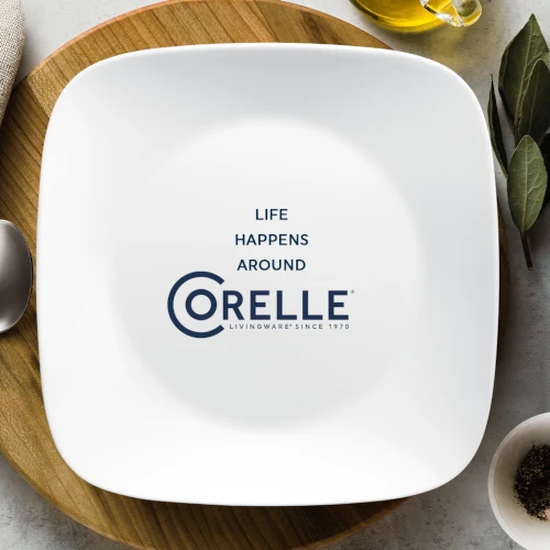 Corelle® Square™ Pure White 12件套餐具套装，含开胃菜盘，4人份