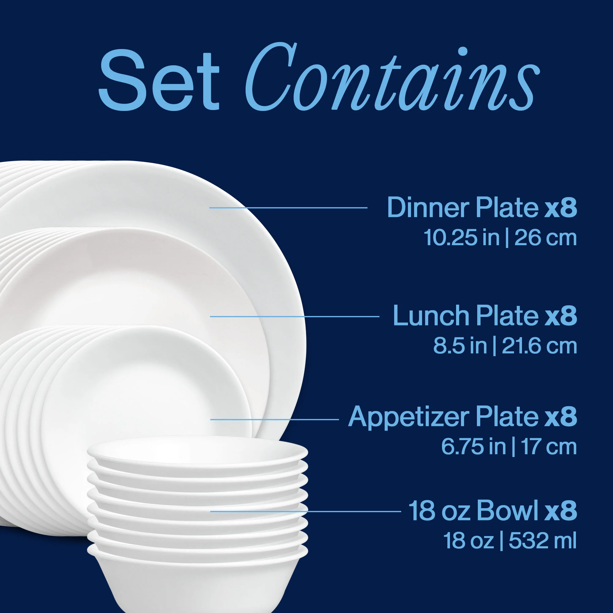 Corelle® Shimmering White 32-piece Dinnerware Set, Service for 8