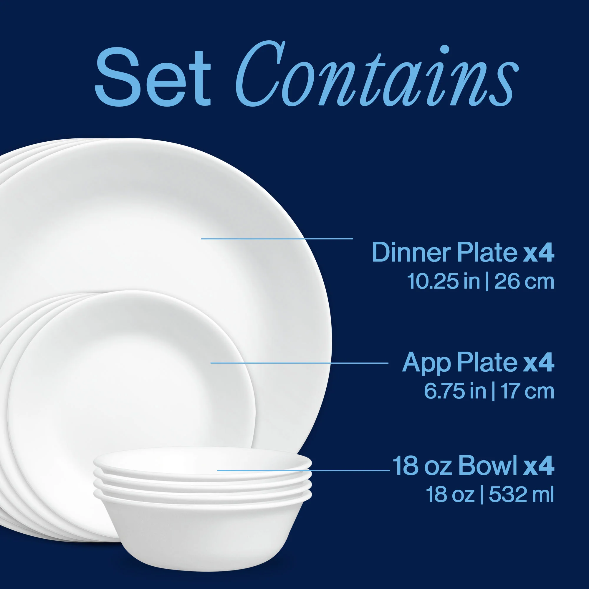 Corelle® Winter Frost White 12-piece Dinnerware Set, Service for 4